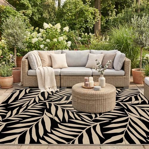 Smiry Outdoor Rug 5x8 ft Waterproof Reversible Leaf Mat - Image 5