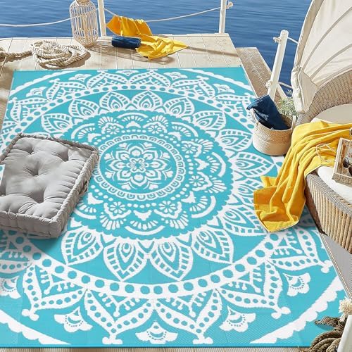 Bsmathom Waterproof Outdoor Rug 6'x9' Reversible Boho Plastic Straw Patio Deck - Image 3