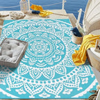 Bsmathom Waterproof Outdoor Rug 6'x9' Reversible Boho Plastic Straw Patio Deck - Image 3