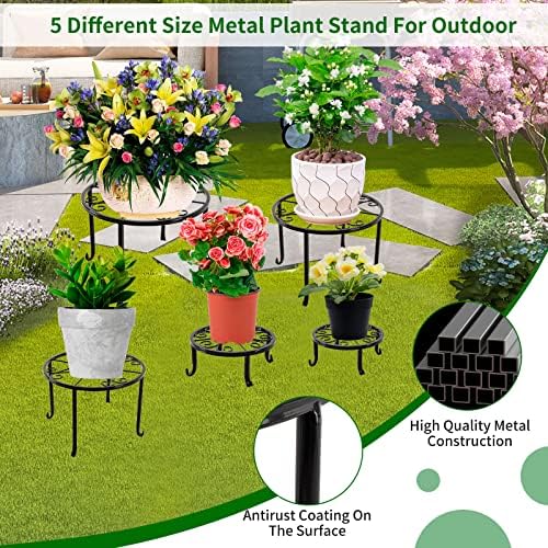 NSYOOMH 5 packs Rustproof Metal Plant Stands - Image 4