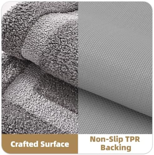 Color&Geometry Gray Bathroom Rugs 30x20, Extra Soft Absorbent Microfiber Bath - Image 4