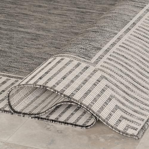 nuLOOM Asha Grey Bordered Power Loomed Indoor/Outdoor Area Rug - Image 7