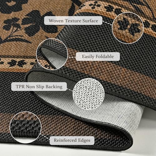 Easy Jute 6x9 Living Room Rug Bohemian Brown Dense Floral - Image 6