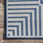 nuLOOM Asha Navy Bordered Power Loomed Indoor/Outdoor Runner Rug - Image 5