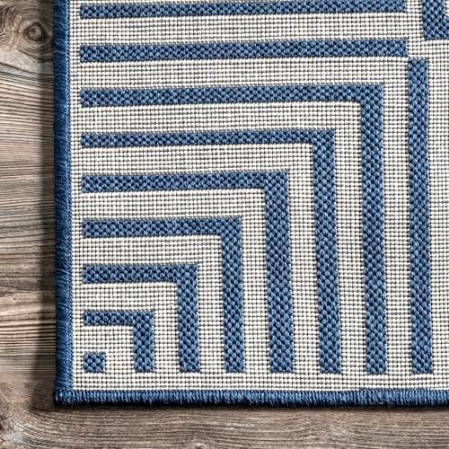 nuLOOM Asha Navy Bordered Power Loomed Indoor/Outdoor Area Rug - Image 4