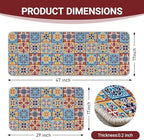 Boho Moroccan Tile Traditional Kitchen Rugs Set of 2 - Image 3