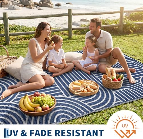 Garvee Reversible Rainbow Outdoor Rug 9x12 - Image 4