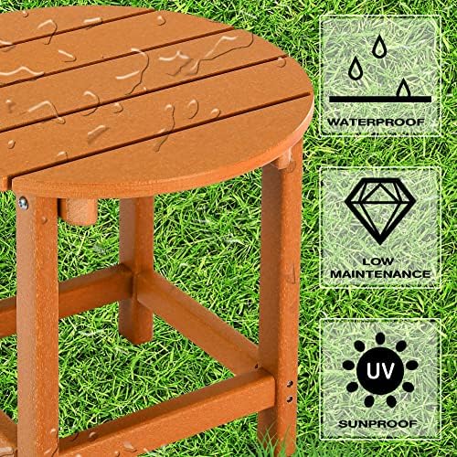 LZRS Round Adirondack Patio Side Table End Table, Outdoor Side Tables - Image 4