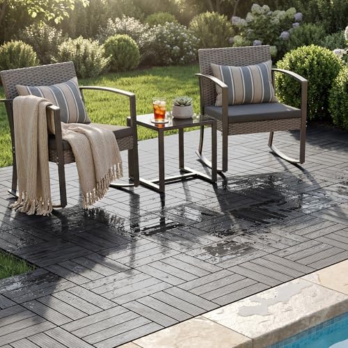 9 PCS Plastic Interlocking Deck Tiles, 11.8"x11.8" Patio Flooring - Image 6