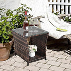 VINGLI Outdoor Wicker Side Table Patio Side Tables - Image 2