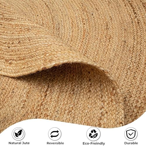 Hausattire Jute Braided Woven Area Rug 8 Feet Round - Image 6