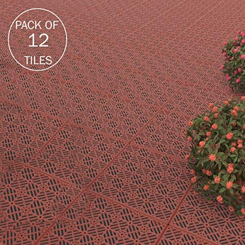 Pure Garden 12-Pack Polypropylene Interlocking Patio Deck Tiles - Image 2