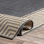 nuLOOM Asha Dark Grey Bordered Indoor/Outdoor Runner Rug - Image 5