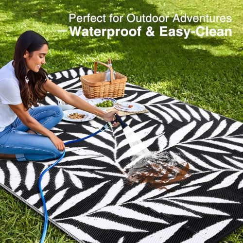 OLANLY Outdoor Rug 9x12 ft Waterproof Reversible Leaf Mat - Image 3