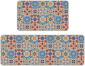 Boho Moroccan Tile Traditional Kitchen Rugs Set of 2 by Livcoz