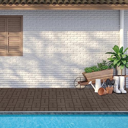 Domi Plastic Interlocking Deck Tiles, 9 Pieces One Pack, Dark Brown - Image 7