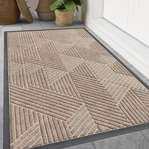 Smiry Front Door Mat Outside Entrance, Low Profile Rubber Doormat by Smiry