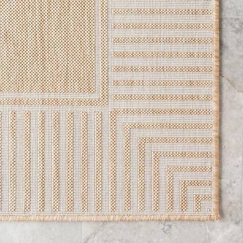 nuLOOM Asha Tan Bordered Power Loomed Indoor/Outdoor Area Rug - Image 4
