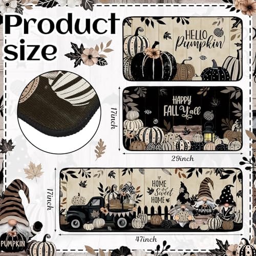 SATINIOR 3 Pcs Fall Kitchen Rugs and Mats Black Pumpkin Non Slip Floor Mats - Image 4