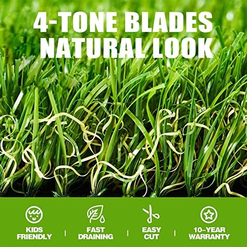 Premium Artificial Grass 6' x 32' Outdoor Rug, 1.38"" Realistic Thick Turf - Image 3