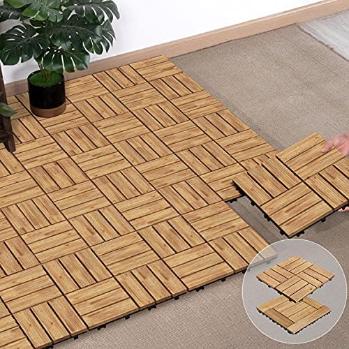 Topeakmart 27PCS Interlocking Deck Tiles 12x12 Patio Flooring, Natural Wood - Image 6