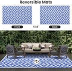 Smiry Outdoor Rug 5x8 ft Waterproof Reversible Boho Mat - Image 3