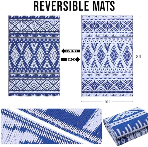 OLANLY Outdoor Rug 5x8 ft Waterproof Reversible Boho Mat - Image 2