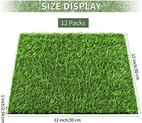 Aodaer 48 Pack Artificial Grass Mat 12 x 12 Inch Fake Grass Square Mat - Image 2