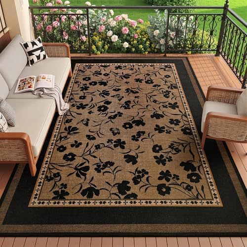 Easy Jute 6x9 Living Room Rug Bohemian Brown Dense Floral - Image 2