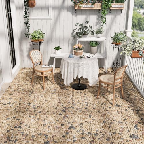 River Rock Pebble Tile, Natural Stone Deck Paver Tile, 4 Sheets - Image 2