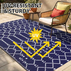 Smiry Outdoor Rug 5x8 ft Waterproof Reversible Boho Mat - Image 4
