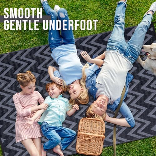 OLANLY Outdoor Rug 8x10 ft Waterproof Reversible Chevron Mat - Image 5