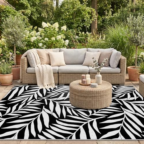 Smiry Outdoor Rug 5x8 ft Waterproof Reversible Leaf Mat - Image 5