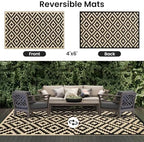 Smiry Outdoor Rug 4x6 ft Waterproof Reversible Boho Mat - Image 3