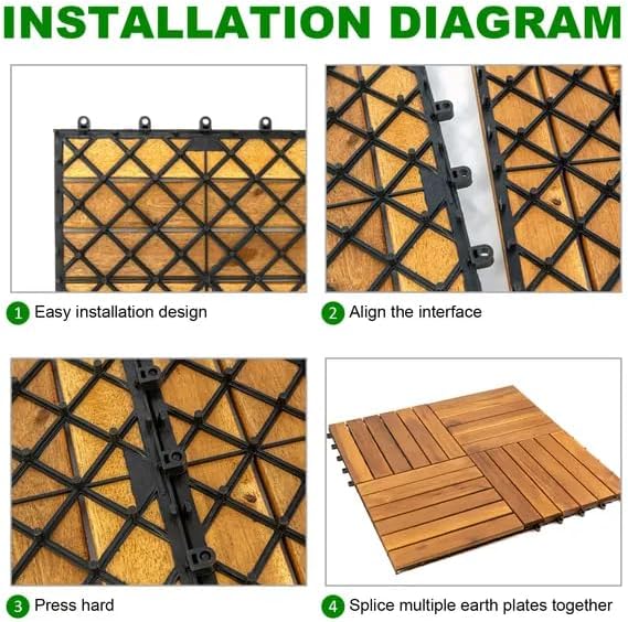 10 Pack Interlocking Deck Tiles, Weather Resistant Outdoor Flooring - Image 5