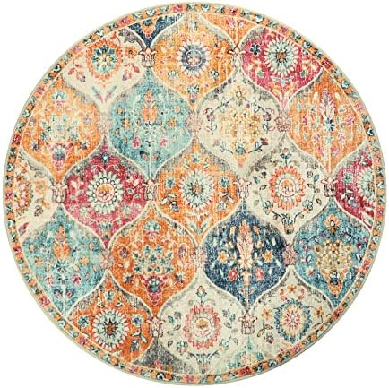 Lahome Moroccan Washable Circle Rug, Soft Vintage Round Rug 4ft Kitchen - Image 2