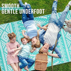 OLANLY Outdoor Rug 4x6 ft Waterproof Reversible Boho Mat, Turquoise & White - Image 5
