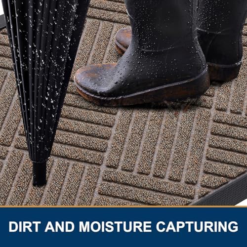 Smiry Front Door Mat Outside Entrance, Natural Rubber Doormat, 29.5x17 Inch - Image 3