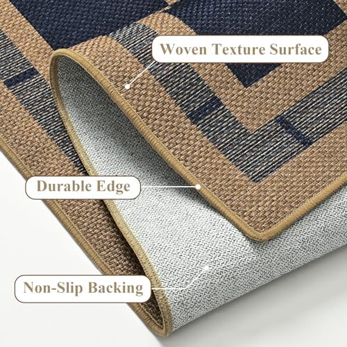 Vasofe 2x6 Jute Checkered Rugs, Outdoor Runner, Runner Carpet - Image 7