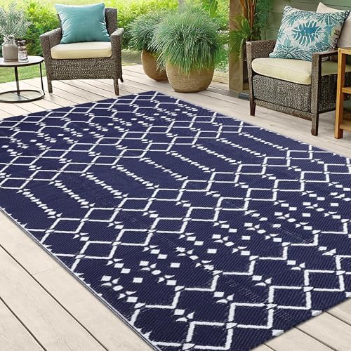 Smiry Outdoor Rug 5x8 ft Waterproof Reversible Boho Mat - Image 6