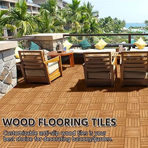 Yaheetech 27PCS Interlocking Deck Tiles Outdoor Patio Floor, Natural Wood - Image 3