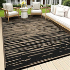 HEBE Outdoor Rug Waterproof 6'x9', Striped Reversible Plastic Patio Rug by HEBE