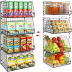 4 Pack XXL Stackable Wire Storage Basket, Extra Large Capacity Pantry Organizer by Jakyitvi