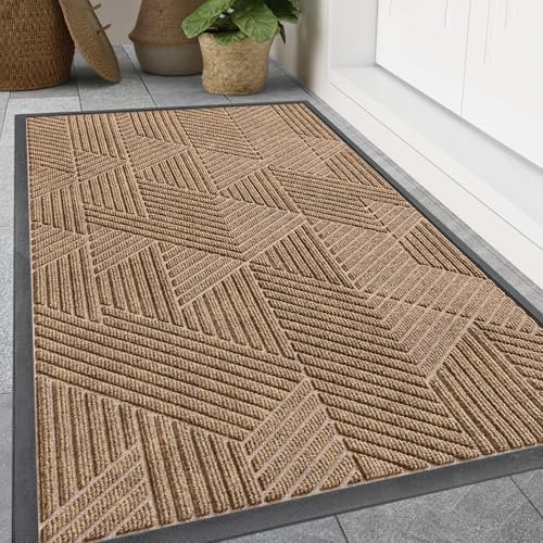Smiry Front Door Mat Outside Entrance, Low Profile Rubber Doormat by Smiry