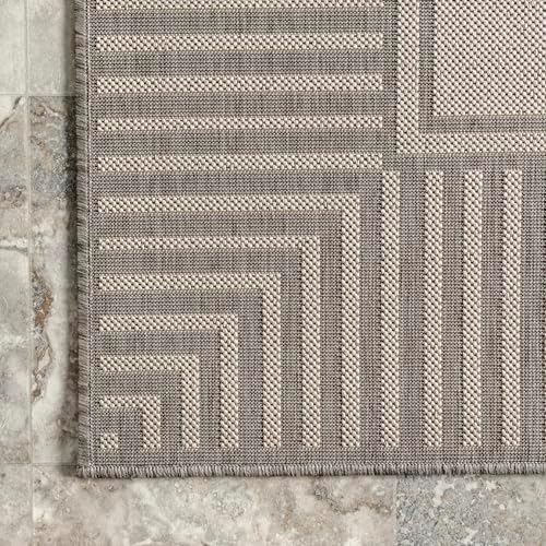 nuLOOM Asha Light Grey Bordered Indoor/Outdoor Area Rug - Image 4