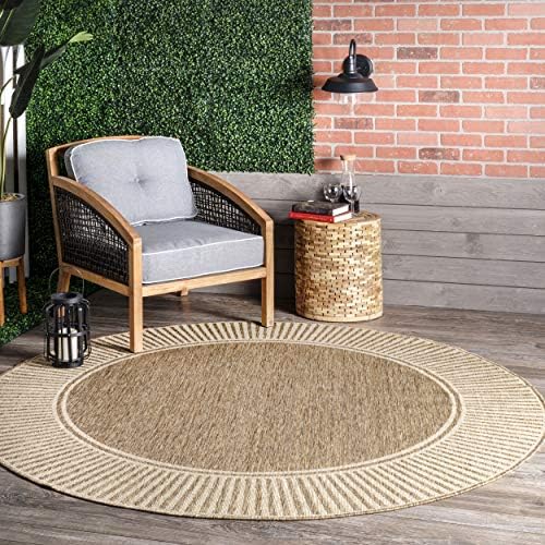 nuLOOM Asha Light Brown Bordered Indoor/Outdoor Area Rug - Image 4