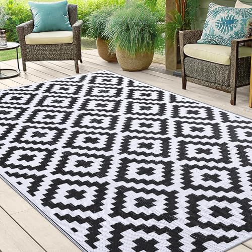 Smiry Outdoor Rug 5x8 ft Waterproof Reversible Boho Mat - Image 6