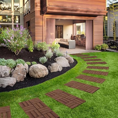Yaheetech 108PCS Acacia Wood Deck Tiles Interlocking Patio Flooring - Image 2