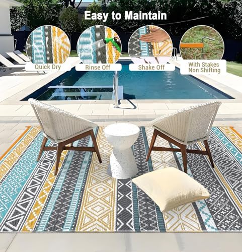 GlowSol Outdoor Rugs 8x10 Waterproof Portable Camping Carpet, Reversible - Image 4
