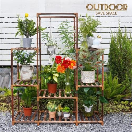 Uneedem Plant Stand Indoor Outdoor, 8 Tiered Plant Shelf Wood Plant Rack - Image 4